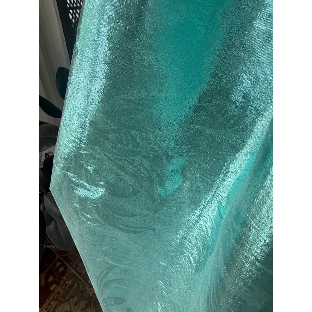Vintage 80's Aqua Green Lame' Ball /Prom Gown Bustled Bow TD4 Eletra size 11/12 - Picture 9 of 16